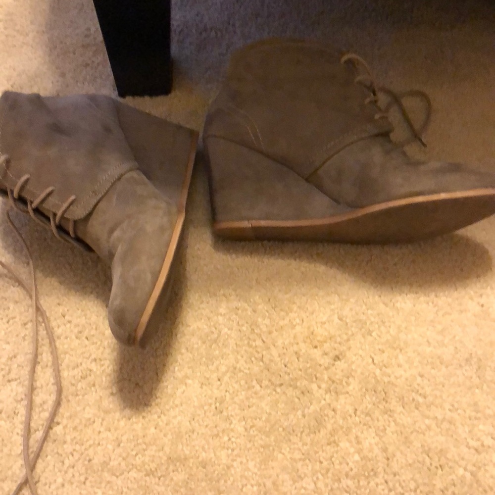 Grey platform booties with laces